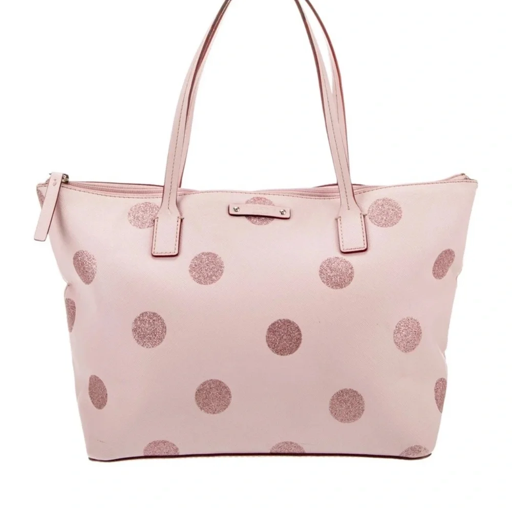 Kate Spade Light Pink Tote with Glitter Polka Dots